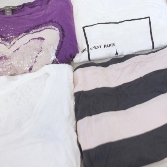 💜 3 Top Bundle Short Sleeve Long sleeve / Shirt/ White and purple - Picture 5 of 5